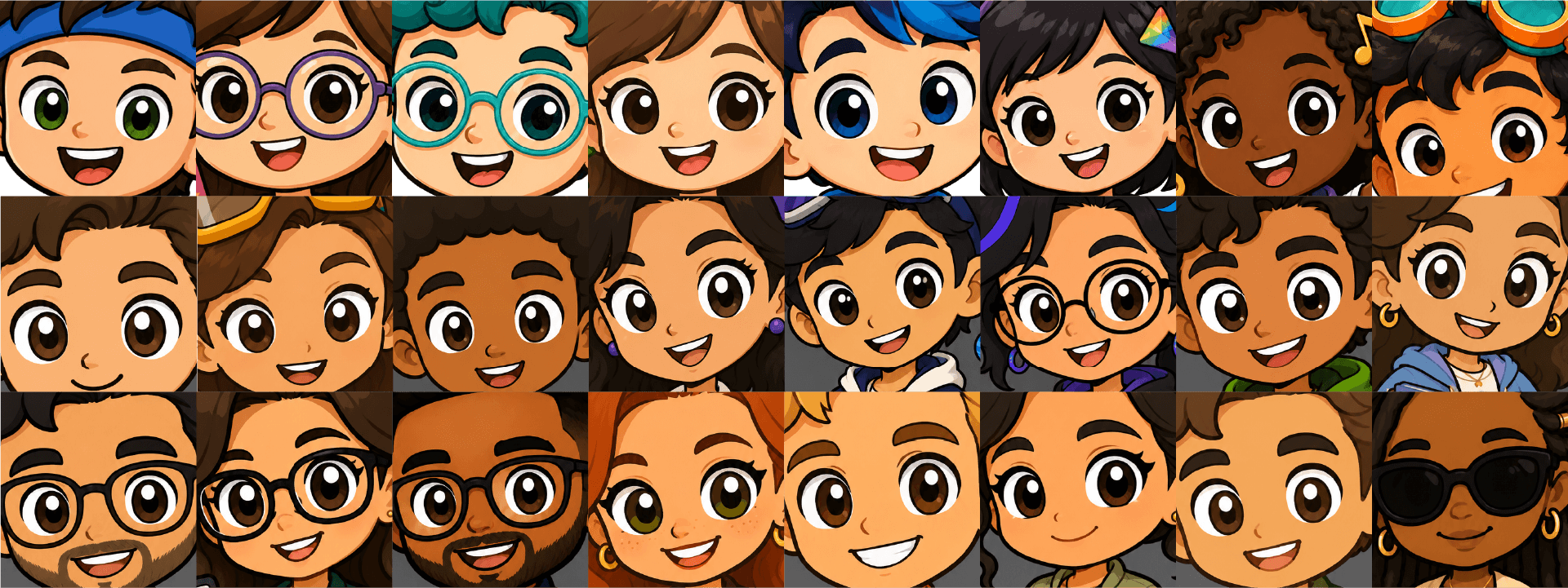 Grid of Capiverso avatars and Capibots